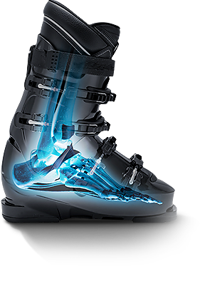 Skischoen op een witte achtergrond